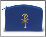 Blue Calf Grain Vinyl Rosary Pouch