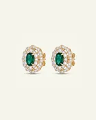 Aanika V. Emerald & Diamond Double Halo Studs
