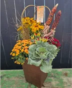 HARVEST SQUARE PLANTER WITH ACCENT