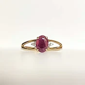 10K Gold Ruby Cushion Diamond Ring