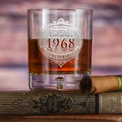 Engraved Vintage Whiskey Glass - Crystal