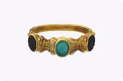 0.25 Carat Diamond Roman Warrior Intaglio Bangle Bracelet in Yellow Gold