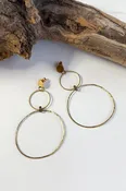 2 Circle Gold Drop Earrings