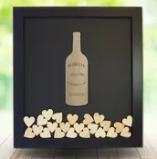Drop Box Guest Book Frame with Wine Bottle Wooden Insert