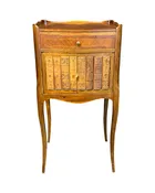 French Louis XV Side Table, Accent Table or Nightstand with Faux Book Cabinet and Gallery Top