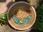 Celtic Knot Wood Incense & Mini Candle Holder with Green Aventurine