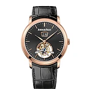 Audemars Piguet Jules Audemars Tourbillon Grande Date 41mm Men's Watch - Ref: 26559OR.OO.D002CR.01 - Black Dial in 18K Rose Gold Case, Black Alligator Strap