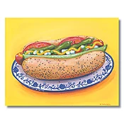 Chicago Dog on Blue Plate 8x10 Print