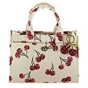 Ivory Purse with Cherry Print