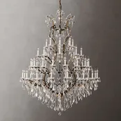 19th C. Rococo Iron & Crystal Round Chandelier
