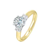 14k White and Yellow Gold Semi-Mount for 1.00-Carat Round Diamond With Round Diamond Accents