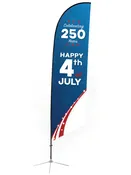 Angled Feather Flag America 250 Happy 4th