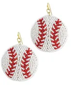 Baseball Large Beaded Earrings