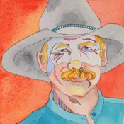 Cowboy Watercolor Original Painting by Linda Lucy Lunde