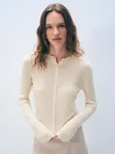 Cashmere Linen Blend Cable Button Cardigan | Ivory