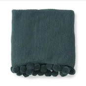 60" Hunter Green Stitch Knit Throw