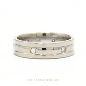 0.18ctw Flush-Set Diamond 6mm Men's Wedding Band in 14k White Gold
