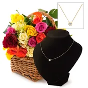 Golden Necklace and Flowers