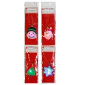 NECKLACE CHRISTMAS LIGHT-UP TPR 4AST SNOWMAN/SANTA/TREE/FLAKE PB/INSERT