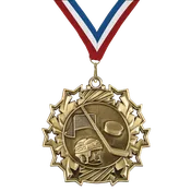 2.25" 10 Star Ice Hockey Medal – Gold, Silver & Bronze with 30 Ribbon Options