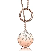 14k Rose Gold Circle Map Lariat