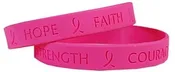 Pink Ribbon Hope Faith Strength Courage Silicone Rubber Bracelet Band — The Pink Ribbon Shop