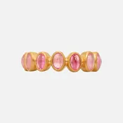 Baby Renaissance Cabochon Oval Pink Sapphire Band in 20K Peach Gold