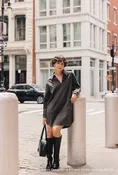 Abby Wool Blend Dress - Charcoal