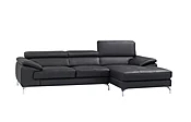 A973b Premium Leather Mini Sectional in Black | J&M Furniture