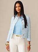 Lt_Blue/Off_White Mini Window Pane Abigail Boucle Jacket | Women's Jackets \u0026 Outerwear | J.McLaughlin
