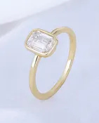 Elizabetta Emerald Cut Gold Ring