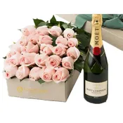 24 roses gift box and  Moet Champagne