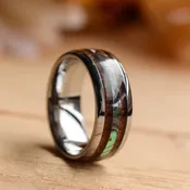 8mm Abalone Shell and Wood Inlay Tungsten Wood Band