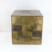 A Copper Clad Cube Side Table Manner of Paul Evans 1970s Studio Arts & Crafts Lee Dowdy Antiques