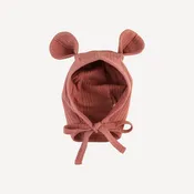 bear hat | rose | organic cotton multi rib