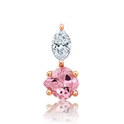 14k Rose Gold Lab Grown 'onion shaped' champagne sapphire and Oval Diamond Pendant