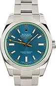 Pre-Owned Green Crystal Rolex Milgauss Blue Dial ref 116400GV