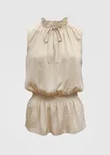 Frilled Tie-Neck Smocking Waist Sleeveless