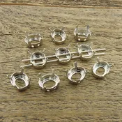 10 pcs 10mm two hole settings for Swarovski 4128, silver plated brass, Irina Miech