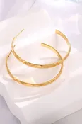 18K STAINLESS STEEL TARNISH FREE HAMMERED HOOPS