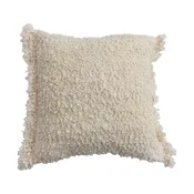 18" Square Woven Bouclé Fabric Indoor/Outdoor Pillow with Fringe
