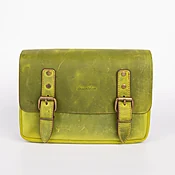 Belt Strap Crossbody Shoulder Bag, Crazy Horse Leather - Lime Green