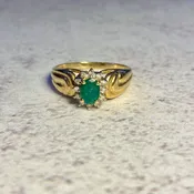 14K Emerald and Diamond Ring