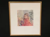 Girl Holding Doll Print