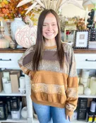 Easel Bandana Print Mocha Mix Top