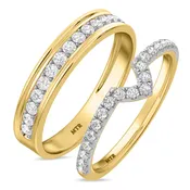 Adeola 3/4 ct tw. Lab Grown Diamond Wedding Band Set 10K Yellow Gold