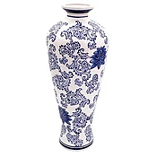 Blue Garden Tall White Lotus Shoulder Vase