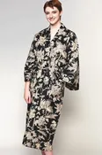 Beige On Black Floral Robe