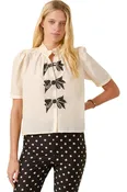 Alix Of Bohemia Winn Black Tie Shirt in Off-White