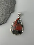 •AFRICAN BLOODSTONE TEAR - CANYON• sterling silver pendant